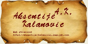 Aksentije Kalanović vizit kartica